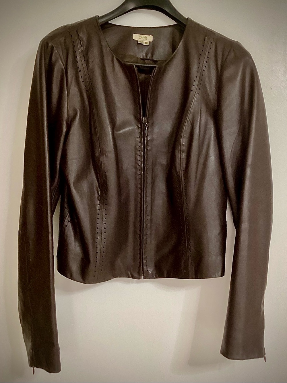 Cache Women's Dark Brown Leather Zip Jacket